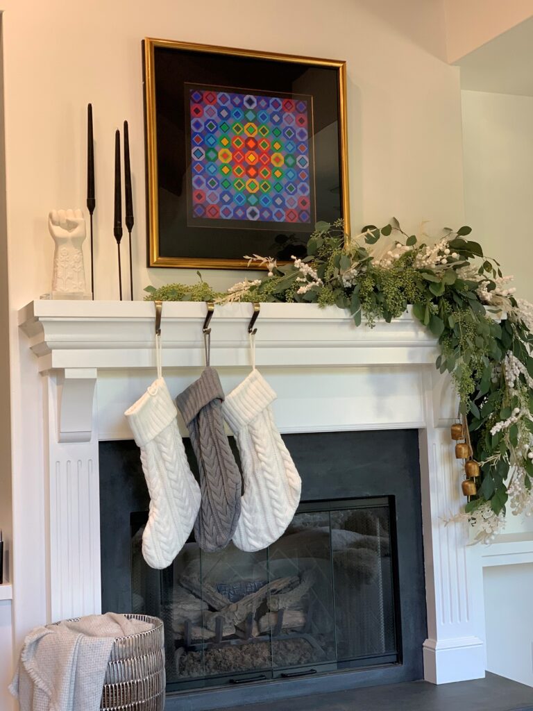 Festive, decorated hearth